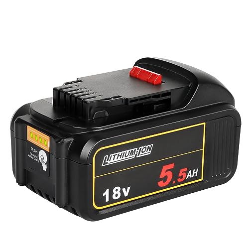 Powarobor 18V 5.5Ah DCB184 Lithium-Ion Replacement Battery for Dewalt 18V XR Power Tools compatible with DCB180 DCB182 DCB183 DCB200 DCB201