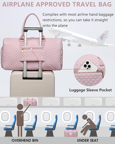 Image of Women Weekender Travel Duffle Bag: Initial Duffel Overnight Bags with Shoe Compartment Large Carry on Tote with Toiletry Bag Weekend Traveling Yoga Gym Hospital Bag for Women with Wet Pocket Letter A