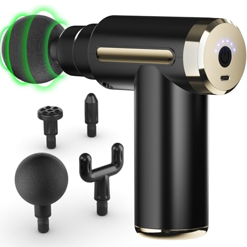 cotsoco Massage Gun, Massage Gun Deep Tissue for Pain Relief with 4 Massage Heads & 6 Speeds, Electric Mini Handheld Body Massager for Any Pain Relief, Best Gifts for Dad and Mom Gold