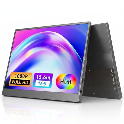 Image of Portable Monitor 15.6 inch FHD 1080P USB-C Travel Monitor for Laptop, IPS Laptop Screen Extender with Built-in Kickstand, Mini HDMI, Low Blue Light Portable Screen for PC Mac Phone Switch