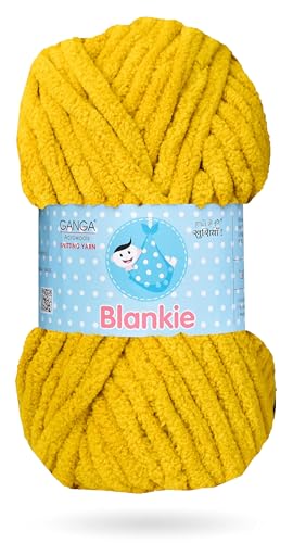 Image of M.G ENTERPRISE Knitting Yarn Thick Chunky Wool, Blankie Mustard 100 GMS Best Used with Knitting Needles-YR Art-BDHI