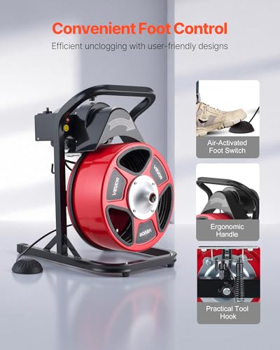 Image of VEVOR Drain Cleaner Machine 50 FT x 1 /2 Inch Manual Feed Sewer Snake Auger