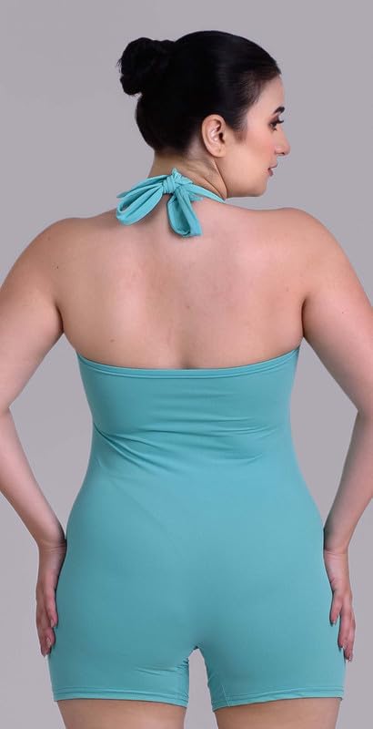 Image of Keepfit Women One Piece Sleeveless Halter Neck Ruched Swim Legsuit |Swimming Suit for Women