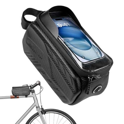 Top Tube - Bolsa para teléfono – Soporte para teléfono de carcasa dura para bicicletas – Protección de carcasa dura, bolsa de almacenamiento de ciclismo para bicicletas plegables, bicicletas de