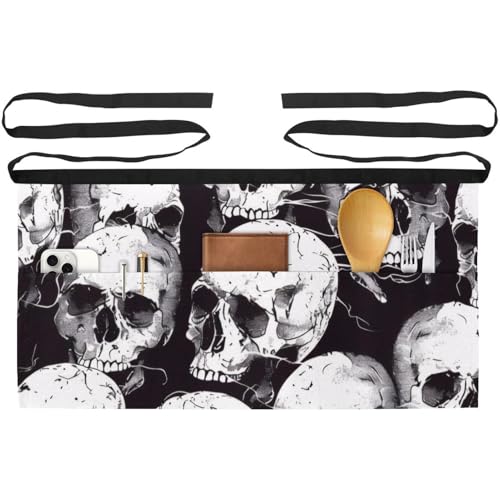 Demi-tablier de cuisine lot de 3 tabliers courts de chef avec 3 poches bar bistrot