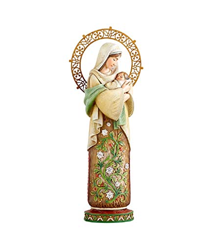 Avalon Gallery Madonna & Child to Everything There is A Season Figurine – Wood-Look, Floral Design, Burnished Halo, 10.25-Inch, Winter