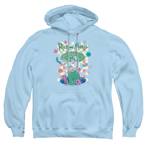 LOGOVISION Rick and Morty Falling Portals Unisex Adult Pull-Over Hoodie Light Blue Large