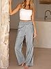 ANRABESS Womens Striped Gingham Palazzo Pants Wide... #4
