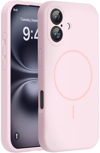 Miracase Kompatibel mit iPhone 16 Hülle, [weiches kratzfestes Mikrofaser-Innenfutter], kompatibel mit MagSafe, Flüssig Silikon Hülle mit stoßfestem Fallschutz für iPhone 16, Sand R
