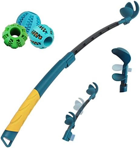 SIMMOUDE Dog Ball Launcher with 3 Chew Toy Balls, Stretchable Ball Thrower for Large Medium Small Dogs, Adjustable Pet Fetch Toys for Different Sizes of Tennis/Training/Playing/Treat Balls