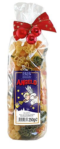 Bull & Bear bunte Engel Nudeln, 250g, Motivnudeln aus Hartweizengrieß, handgefertigt in deutscher Manufaktur, Pasta Geschenk mit Schleife