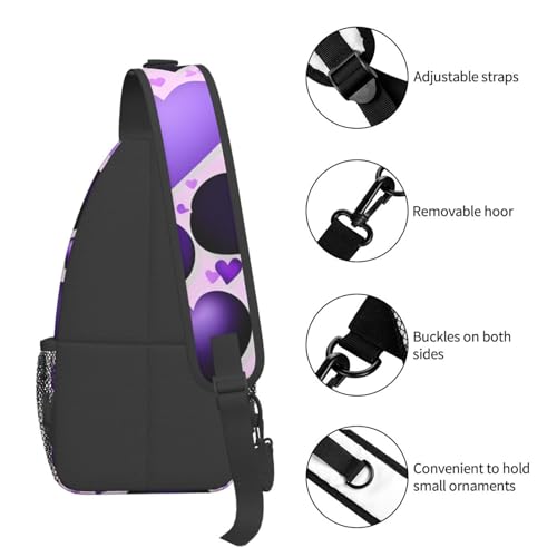 Mochila cruzada ligera con estampado de corazón negro miniatura 5