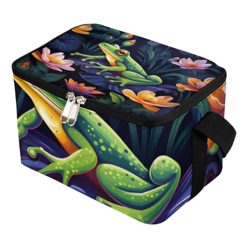 Lunch Bags for Women Men 9 Cans,Green Frog Hot & Cold Food Delivery Bag Insulated Grocery Bag Insulated Lunch Box Frog Cooler Bag for Office Work Picnic Beach