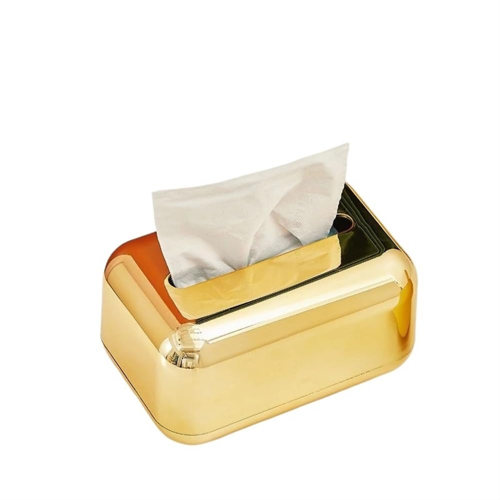Aimanqi Gold Tissue Boxes Storage Napkin Holder Kitchen Tissue Box Paper Case Organizer Ornament Craft Desktop Tissue Holder(Gold)
