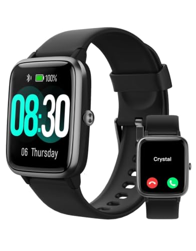 GRV Smartwatch Uomo Donna Chiamate Bluetooth per Android iOS Nero