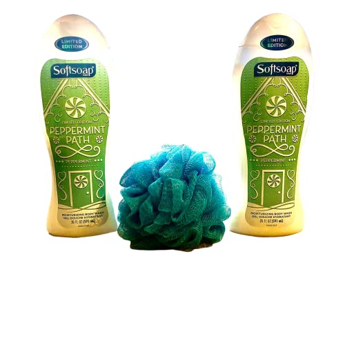 Softsoap Edition Peppermint Path Body Wash Bundle: 2 Softsoap Peppermint Path Body Washes (20 oz. ea.) + Color coordinated Loofah, 20 Ounce