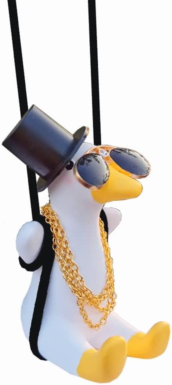 Car Mirror Hanging Accessories of Swinging Duck Car Hanging Ornament Car Accessories for Teens Rear View Mirror Hanging Accessories Cute Car Decor Car Pendant Car Charm (Black Top Hat)