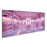 islandburner Prime Bild auf Leinwand Moderner Rosa Bekleidungsladen mit Spiegel und Beleuchtung Bilder Wandbilder Poster
