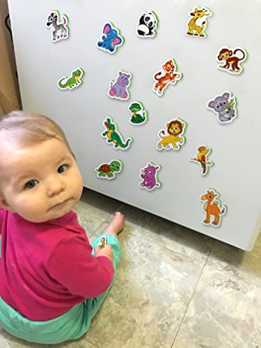 Image of I Am Babybu Refrigerator Magnets for Kids Zoo Animals 16 pcs - Big Fridge Magnets for Toddlers Animal Toys Animals, Kids Toys Baby Toys Toddler Toys