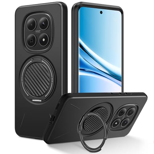 Doeshine für Xiaomi Redmi Note 15 4G / 5G Hülle mit Ring Ständer Militärischer Stoßschutz Handyhülle Robuste Rrdmi Note 15 Schutzhülle mit Fallschutz Schwarz