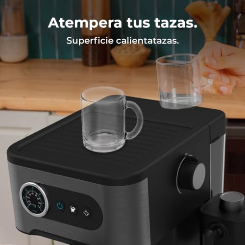 Cecotec Cafetera express para café espresso y cappuccino Power Espresso 20 Pro Latte, 20 Bares, Vaporizador, Pantalla con botones, Depósito agua 1,5L, Tanque leche 550ml - imagen 8