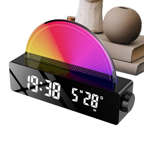 Reloj despertador de luz solar, luz nocturna con ambiente de despertador, relojes despertadores para dormitorios, máquina de sonido, multicolor para personas que duermen mucho