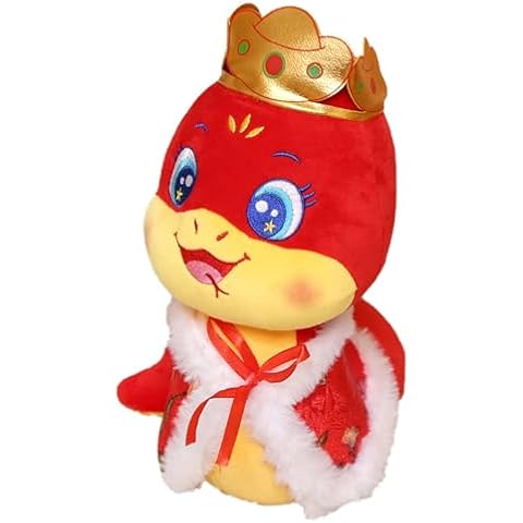 Ruzucoda Stuffed Snake Mascot Plush Toys Dolls 2025 Year of Snake Chinese New Year Zodiac Gifts for Friends Red 8 Inches Cover