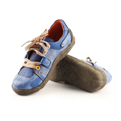 TMA EYES Ladies' Hand-Sewn Thread Genuine Leather Flat Wide-Toe Sports Casual Shoes4