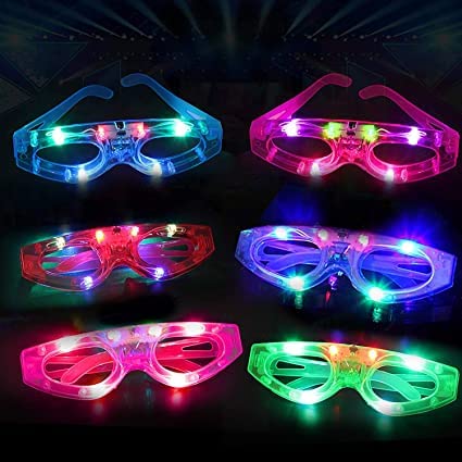 Image of Wizme Flashing LED Light Up Goggles Glasses Toy Party Blinking LED Light Glasses Party Sunglasses Flashing Light Up Goggles /Glasses for Kids (Set of 6)