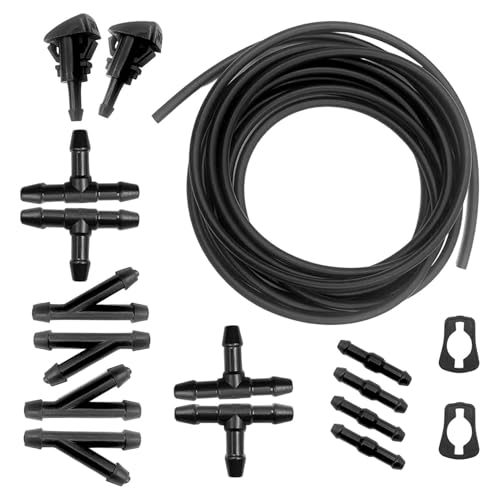 Windshield Fluid Hose Kit | Automotive Windscreen Washer Tubing Supplies,Universal 5m Washer Fluid Pipe with Hose Connectors, Nozzles, and Gaskets