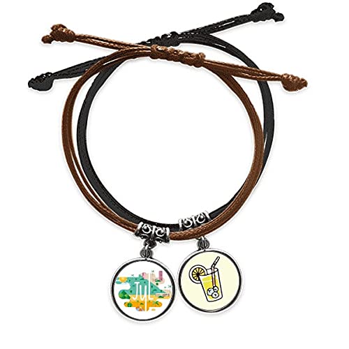 Juillet mois lumière bracelet corde main chaîne cuir jus de citron, bijou de saison