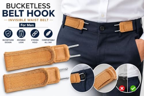 Image of Buckleless Belt Hook Tactical Metal Hook Elastic Belt Unisex Buckle-Less Invisible Waist Belts for Work And Edc (Pair)