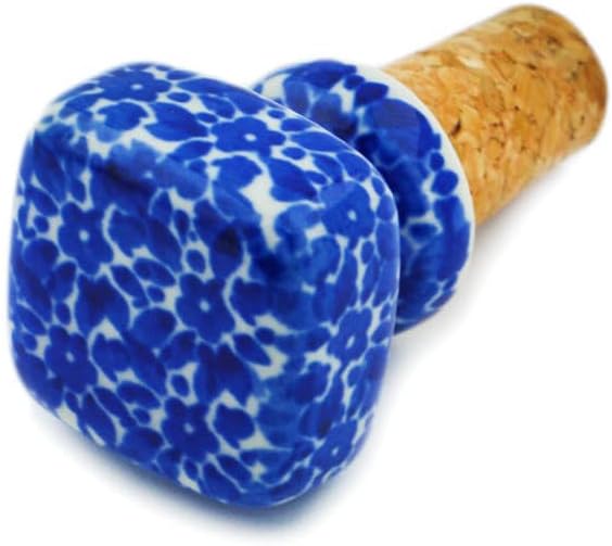 Polmedia Polish Pottery Bottle Stopper - Blue Bounty Pattern Handmade in Boleslawiec Poland by Ceramika Artystyczna + Certificate of Authenticity
