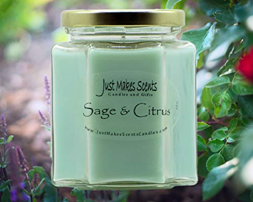 Sage & Citrus Scented Blended Soy Candle By Just Makes Scents #TOP1