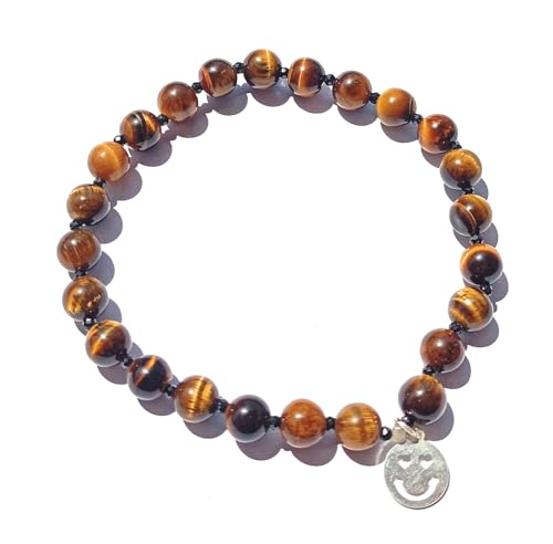 Bracelet œil de tigre et spinelle en argent sterling avec breloques