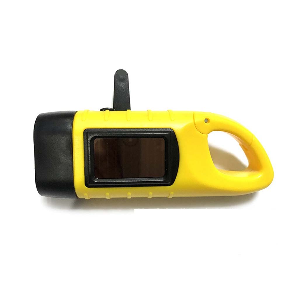 Hand Crank Solar Powered Rechargeable LED Camping Emergency Flashlight Torch Portable LED Flashlight Carabiner Energy Rechargeable Flashlight Torch for Camping Climbing Hiking Camping Yellow