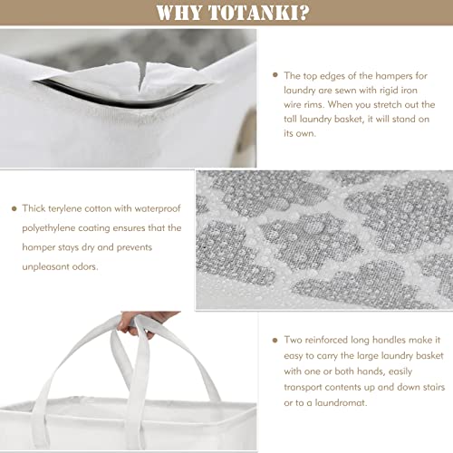 Totanki 2-Pack Laundry Basket, 80L Large Laundry Hamper With Long Reinforced Handles, Freestanding Waterproof Storage Basket, Collapsible Clothes Hamper For Bedroom, Bathroom, Dorm (Grey) #TOP3