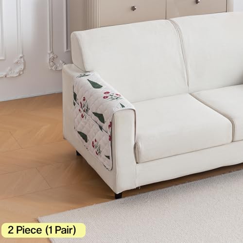 Image of House of Quirk 'Mughal Series' Printed Quilted Sofa Cover for 1 /2 /3 /4 Seater - Anti-Slip, Washable Couch Protector Slipcover (2 pcs Armrest, Shalimar Garden, 80x60 cm)