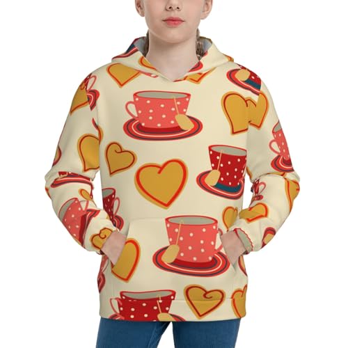 Cups of Tea Kid Hoodies Boys Sweatshirts Girls Pullover with Pocket