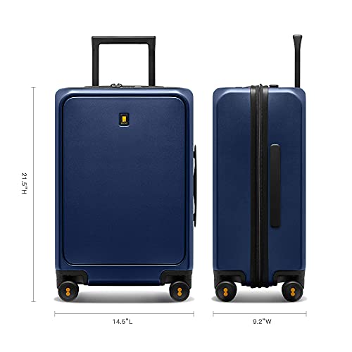 Level8 Road Runner Pro Carry-On Luggage, 20” Lightweight Pc Hardside Suitcase With Usb Charging Port, Spinner Trolley For Luggage With Front Compartment, Tsa Lock - Navy Blue, 20-Inch #TOP5