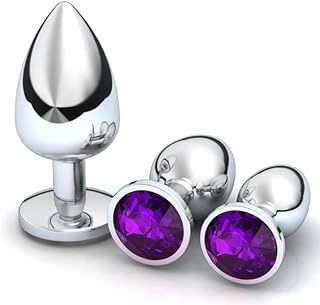 3 Pièces Bouchon Anal Set,Plug Anal Metal,Sextoys Unisexes, Godemichet anal avec diamant en cristal, Jouet sexuel anal,pour Femme ou Homme Débutant Sextoys(Violet foncé)