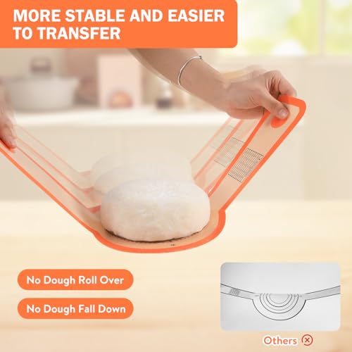 Lazymi 2PCS Silicone Bread Sling for Dutch Oven Reusable Baking Mat with Long Handle for Transferring Sourdough Baking Sling with Dough Scraper & Silicone Brush - Image 4