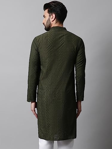 Image of Jompers Embroidered Cotton Kurtas for Men