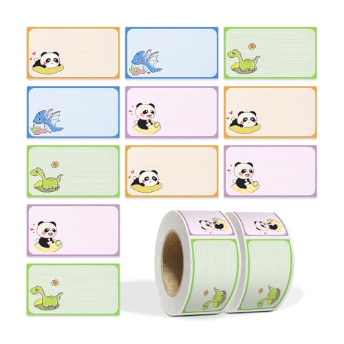 Solinorex 500 Piezas Etiquetas Adhesivas Niños Escribir, Etiquetas Escolares Pegatinas Colores, Pegatina Identificativas Adhesiva para Libros, Material Escolar, Caja de Almacenamiento