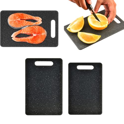Juego de 2 tablas de cortar plásticas con mango fácil miniatura 6