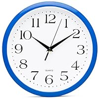 Bernhard Products 10 Inch Blue Quartz Analog Wall Clock Silent, Easy to Read, Quality Construction 2