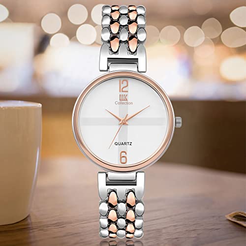 Image of IIK COLLECTION Watch for Women Round Dial |Analogue Quartz Movemnet Ladies Watch|Long Battery Life|Stainless Steel Adjustable Bracelet Chain Strap|Fancy Clasp Safety Watch for Woman