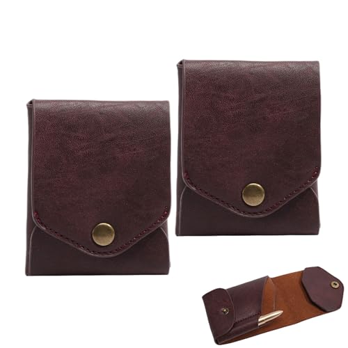 Vintage Handmade Leather Wallet, Multifunction Compact Wallets with Built-In Pen Slot, Leathers Business Card Holder for Men (2pcs)