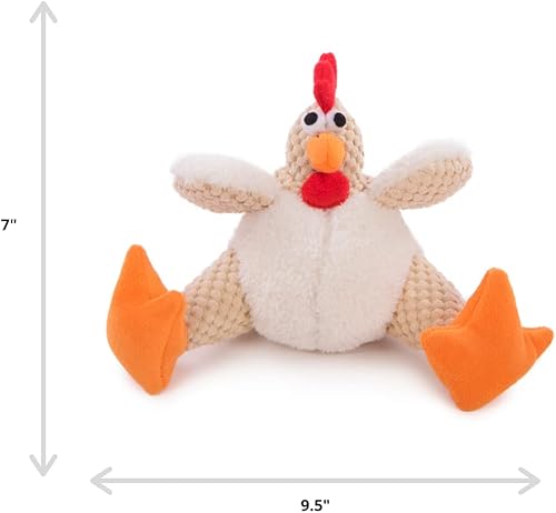 Miniatura 9 de goDog Checkers Fat Rooster - Juguete chirriante de peluche para perro, tecnología Chew Guard, color blanco, pequeño