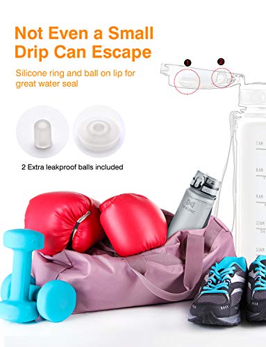 OMORC Sports Water Bottle with time marker-32oz, Fruit Infuser BPA Free Tritan Plastic Drinking Bottle with Locking Flip Lid, One-Handed Open Fitness Workout Water Bottle with Filter-Grey